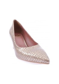 Resim Dgn 320 Sivri Burun Parmak Dekolteli Uzun Topuklu Ayakkabı 320-1918-R8132 Altın 