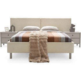 Resim Folt Beige Bazalı Karyola 