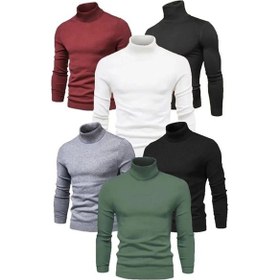 Resim 6 Adet Unisex Kaşkorse Boğazlı Full Likralı Fitilli Body Kazak 