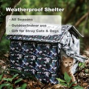 Resim Her Mevsim İçin Hava Koşullarına Dayanıklı Sokak Kedileri ve Köpekleri Barınak - Açık/Kapalı Kullanım, 2 Yavru Kedi/1 Küçük Köpek/1 Yetişkin Kedi Kapasiteli, Çapa Dikmeleri, Çadır Tabanı ve Rüzgar Geçirmez Kapı Dahil 