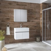 Resim Alfa Banyo Esen Beyaz 65 cm Mdf Lüx Lavabolu Banyo Dolabı Takımı 