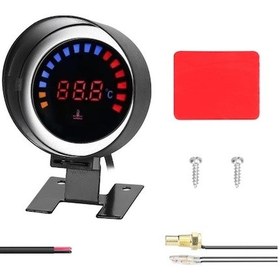 Resim 52mm Sıvı Kristal Su Sıcaklık Ölçer, Araba Modifikasyon Göstergesi, 9-36v, 0-120 C, Alarm Özelliği, Siyah Abs + Metal 