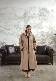 Resim Desenli Astarlı Oversize Trençkot Bej - standart 