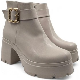 Resim Stylish Bej Kadın Şık Ve Zarif Topuklu Bot Bej 