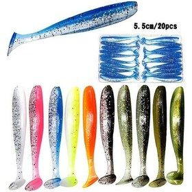 Resim 20 Adet 5.5 Cm Aydınlık Sahte Yumuşak Silikon Yapay Cazibesi Wobbler Balık Yüzmek Yem 