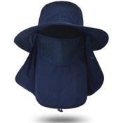 Resim Balıkçı Şapkası Çıkarılabilir Yüz Kapaklı Boyun Kapaklı Güneş Şapkası Dış Mekan Uv Güneş Koruması Geniş Kenarlı Şapka - Lacivert 