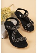 Resim Khayt Isabel Anatomik Fashion Taşlı Günlük Çocuk Sandalet Siyah 