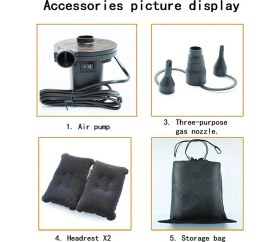 Resim Space Araç Içi Şişme Seyahat Yatağı+Çakmaklık ile Çalışan Şişirme Pompası Siyah Renk 