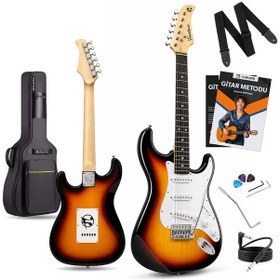 Resim Fourtune Atlas Eg-1000sb Gül Klavye Strat Kasa Sss Sunburst Elektro Gitar Seti 
