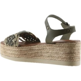 Resim Bueno Shoes Haki Deri Kadın Dolgu Topuklu Sandalet 