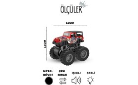 Resim KoseToys Metal Jeep Sürtmeli Işıklı Müzikli Off Road Arabası 12 cm 