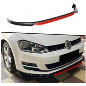 Resim Üniversal 4 Parça Ön Lip Piano Black Kırmızı Dilli Ön Tampon Eki 