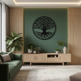 Resim Sezart Hayat Ağacı ve Kuşlar Metal Duvar Tablosu – Doğal Temalı Dekor Altın 72,5 x 73 