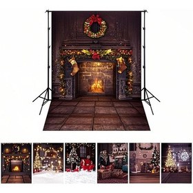 Resim Hombey Noel Temalı Fotoğraf Arka Planı 150x200cm - Poliester Elastik - Çocuk/fotoğraf/parti Dekorasyonu - 6 Desen Seçeneği Çok Renkli 