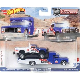Resim Mattel Hot Wheels Team Transport Premium 80 Dodge Macho Power Wagon Retro Rig Model Araçlar 
