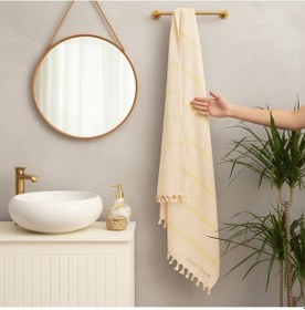 Resim Pamuk , Yumuşak , Lüks Banyo Havlusu Peştamal 100 X 180 Cm - Sarı Sarı 