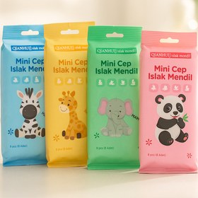 Resim Mini Cep Islak Mendil Hijyenik Taşınabilir Mendil Günlük Kullanım Seyahat İçin Pratik Paket SHN-2092 - Pembe 