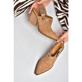 Resim Fox Shoes Y654307702 Vizon Hakiki Deri Süet Alçak Topuklu Western Ayakkabı 