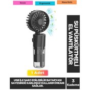Resim Sessiz 3 Kademeli Hafif Kablosuz Su Püskürtmeli Taşınabilir Usb Şarjlı Masa El Fanı Vantilatör 