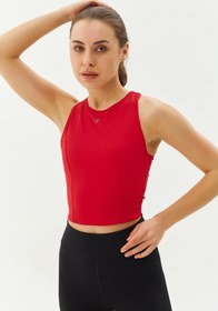 Resim bilcee Kadın Kırmızı Bisiklet Yaka Toparlayıcı Destekli Spor ve Günlük Destekli Crop Top Body Bra 9209 