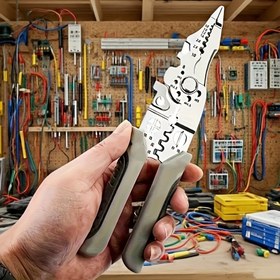 Resim Premium Kalite Çok Fonksiyonlu Tel Pensesi - Elektrik Kablosu Soyucu & Kesici, Ergonomik Saplı, Krimpleme Özelliği, Profesyonel Elektrikçiler ve Ev Kullanımı İçin Mükemmel 