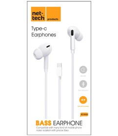 Resim Nettech NT-HS05 Type-C Girişli Kulak İçi Kulaklık (Beyaz) 