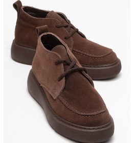 Resim Luvi Shoes Lılya Kahverengi Süet Hakiki Deri Kadın Chukka Bot Süet Kahve 