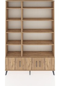 Resim Arges Dolap 10 Raflı 3 Kapaklı 132x30x195 Çam-çam/çam Çam 