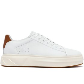 Resim Derimod Erkek Beyaz Bağcıklı Kalın Tabanlı Deri Sneaker,Kışlık Spor Ayakkabı 25WFD611618 