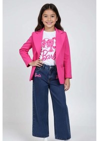 Resim Riccotarz Kız Çocuk Bebek Ve Yazı Detaylı T-shirt Kurdela Düğme Detaylı Blazer Ceket Alt Üst Takım Pembe 