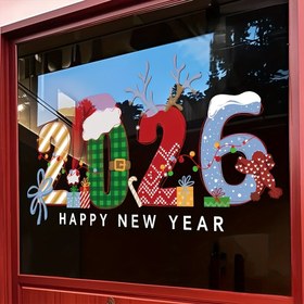 Resim 2026 Statik Yapışkanlı Pencere Stickerları - Yeniden Kullanılabilir Çift Taraflı Numara Çıkartmaları, 2025-2026 Geçişli (Kalıntı Bırakmaz) Cam Kapılar, Aynalar ve PVC Tatil Dekorasyonu, Noel & Yeni Yıl 12mil Kalınlıkta 0-9 Numaralar 