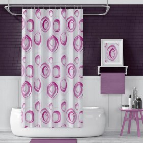 Resim Zethome Evdy Banyo Duş Perdesi 4954 Pembe Tek Kanat 1X110X200 