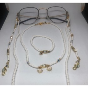 Resim CHIC Gold Deniz Atı Sallantılı Beyaz Fimo Boncuk Gözlük Ipi Kolye Bileklik 