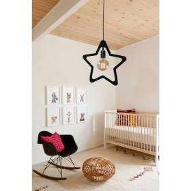 Resim Modern Ahşap Çocuk Odası Yıldızlı Dekoratif Sarkıt Avize 