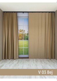 Resim Donatti Bej Star Blackout Pilesiz Tek Kanat Fon Perde Bej 