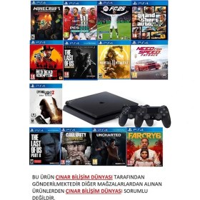 Resim Sony Ps4 1 Tb Slim Kasa 13 Oyunlu Ürün 2 Adet V2 Kol (11.00V) 12 Ay Garanti 
