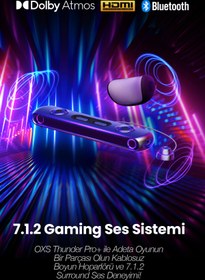 Resim Oxs Thunder Pro+ Gaming Soundbar, Kablosuz Yastık Hoparlör, 7.1.2 Dolby Atmos HDMI eARC, 3D Ses, 180W 