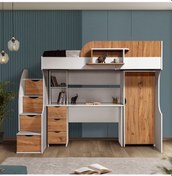 Resim Ranza, Litera Ranza Dolap Çalışma Masası Beyaz-koyu Ceviz 90 X 190 CM 