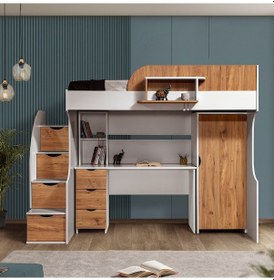 Resim Ranza, Litera Ranza Dolap Çalışma Masası Beyaz-koyu Ceviz 90 X 190 CM 