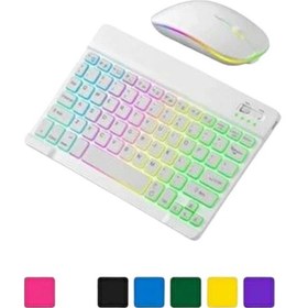 Resim Bluetooth Klavye Mouse Seti Aydınlatmalı Türkçe Q Ergonomik Tasarım - Lisinya 