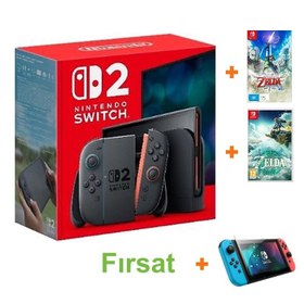 Resim Nintendo Switch 2 Oyun Konsolu + Nintendo Switch The Legend Of Zelda Skyward Sword HD Oyun + Nintendo Switch The Legend Of Zelda Tears Of The Kingdom Oyun + Nintendo Switch 2 Temperli Cam 9h Ekran Koruyucu 