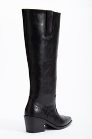 Resim DENORA Siyah Mat Deri Düz Binici Western Kovboy Bot Çizme 