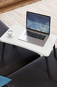 Resim interGO-Renkli Laptop Sehpası Katlanabilir Yatak Koltuk Üstü Kahvaltı Bilgisayar Sehpası (Beyaz) 