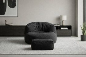 Resim Mila Modell Siyah Puff & Armut Koltuk Relax Koltuk & Ayak Puflu 