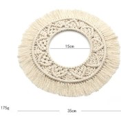 Resim Dianziye El Yapımı Bej Nordic Desenli Dairesel Örgü Duvar Örtüsü - Ev Dekorasyonu Yatak Odası Duvar Dekoru Z150d 