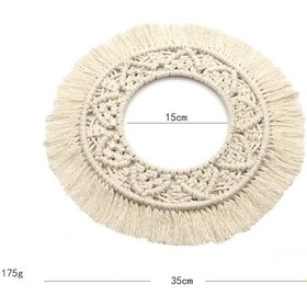 Resim Dianziye El Yapımı Bej Nordic Desenli Dairesel Örgü Duvar Örtüsü - Ev Dekorasyonu Yatak Odası Duvar Dekoru Z150d 