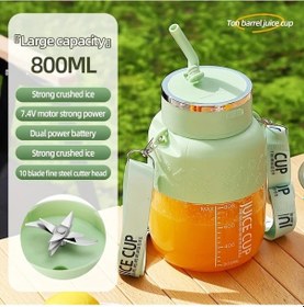 Resim Cloudstore Yeşil 2si 1 Arada Taşınabilir Usb Şarjlı Blender Meyve Sıkacağı 0.8l 6 Bıçaklı Smoothie 