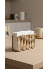 Resim Kare Rattan Peçetelik Mien Doğal, Dekoratif & Sunumluk Açık Kahverengi 