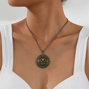 Resim Kadınlar için Vintage Korsan Kolyesi - Altın Madalyon ve Kafatası Kolye Ucu ile Haç Tasarımı, Cadılar Bayramı Partisi için Son Dokunuş Takısı, Günlük Gotik Aksesuar, Cadılar Bayramı Takısı 