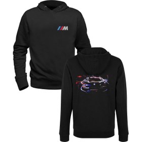 Resim Bmw Dijital Baskılı Siyah Ön Arka Çocuk Baskılı Sweatshirt 